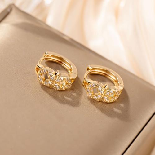 Brass Lever Back Earring, gold color plated, fashion jewelry & for woman & with rhinestone, golden [