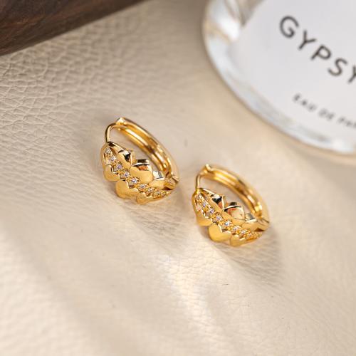 Brass Lever Back Earring, fashion jewelry & for woman & with rhinestone, golden [