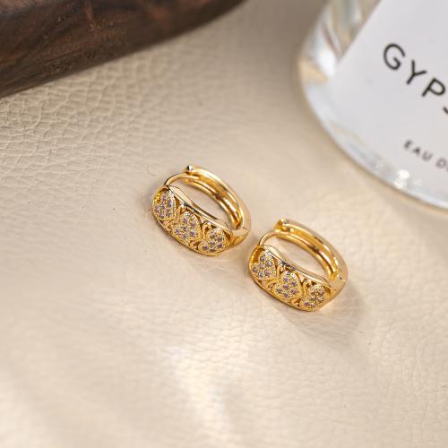 Brass Lever Back Earring, fashion jewelry & for woman & with rhinestone, golden [