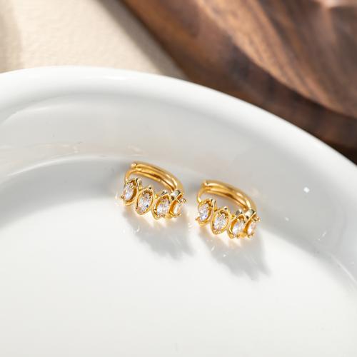 Brass Lever Back Earring, fashion jewelry & for woman & with rhinestone, golden [