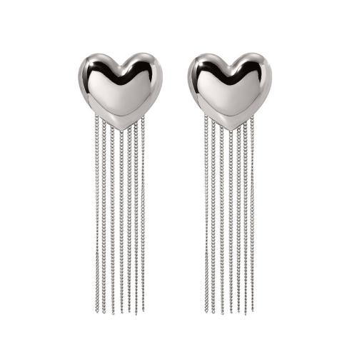 Fashion Fringe Earrings, 304 Stainless Steel, Heart, fashion jewelry & for woman, original color [