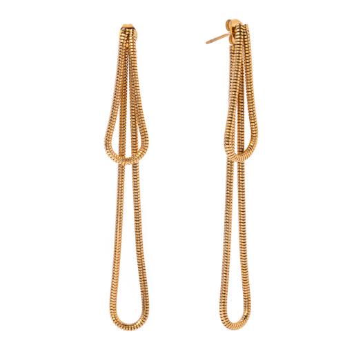 Stainless Steel Drop Earring, 304 Stainless Steel, 18K gold plated, fashion jewelry & for woman, golden [