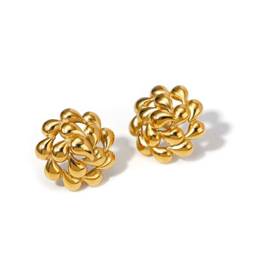 Stainless Steel Stud Earring, 304 Stainless Steel, 18K gold plated, fashion jewelry & for woman, golden [