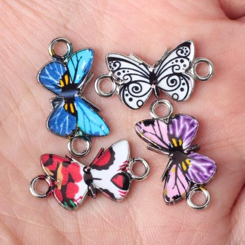 Zinc Alloy Enamel Pendants, Butterfly, plated, DIY Approx 2mm 