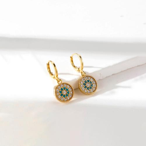 Boucles d'oreilles en acier titane, laiton, Placage ionique sous vide, pavé de micro zircon & pour femme, doré, Vendu par paire