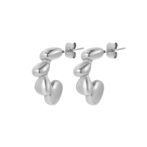 Boucles d'oreilles en acier titane, Placage ionique sous vide, styles différents pour le choix & pour femme, couleur platine, Vendu par paire