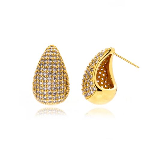 Cubic Zirconia Micro Pave Brass Earring, Vacuum Ion Plating, micro pave cubic zirconia & for woman [