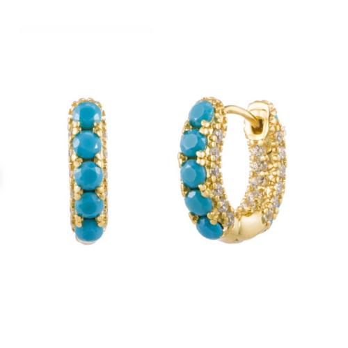 Cubic Zirconia Micro Pave Brass Earring, with turquoise, plated & micro pave cubic zirconia & for woman [