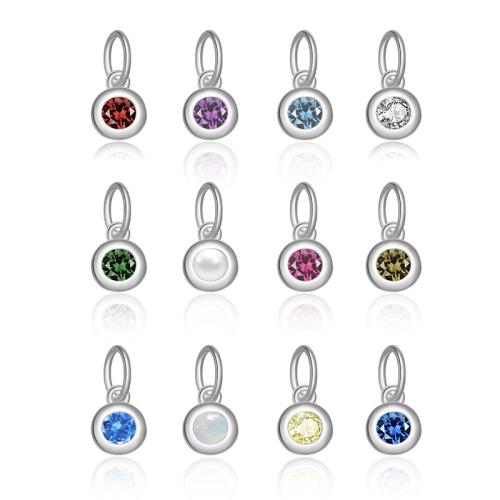 Zircon Micro Pave pendentif en argent sterling, argent sterling 925, avec Opale & perle de plastique, pavé de micro zircon & pour femme, plus de couleurs à choisir, Vendu par PC[