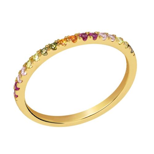 Anillo de dedo de cobre amarillo zirconia pavimenta Cubic, metal, chapado, diverso tamaño para la opción & micro arcilla de zirconia cúbica & para mujer, más colores para la opción, Vendido por UD[