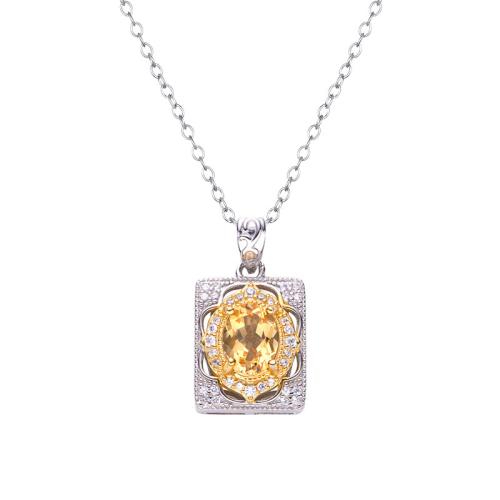 Zircon cubique Micro Pave collier en argent sterling, argent sterling 925, avec Topaze & perles de citrine & grenat, avec 5cm chaînes de rallonge, différents matériaux pour le choix & pavé de micro zircon & pour femme, argent cm, Vendu par PC[