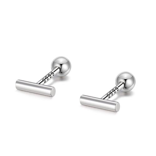 925 Sterling Silver Stud Earring, platinum plated & for woman [