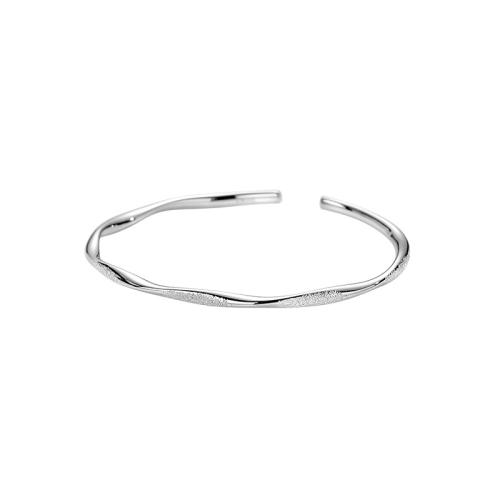 Argent sterling 925 bracelet manchette, Plaqué de platine, bijoux de mode & pour femme, Diamètre inté Environ 60mm, Vendu par PC[