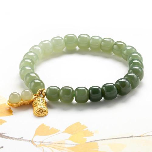 Pulsera de jade, Hetian Jade, con aleación de zinc, Maní, Joyería & para mujer, longitud:aproximado 6-8 Inch, Vendido por UD