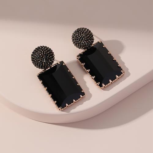 Pendientes Gota de Cristal, aleación de zinc, con Cristal & metal, Joyería & para mujer, Negro, 41x19mm, Vendido por Par