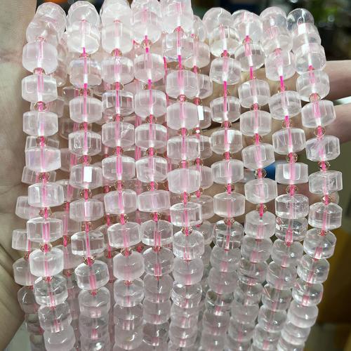 Perles en Quartz Rose naturel, Plat rond, bijoux de mode & DIY & facettes, rose, Length about 8-12mm Environ 38 cm, Vendu par brin[