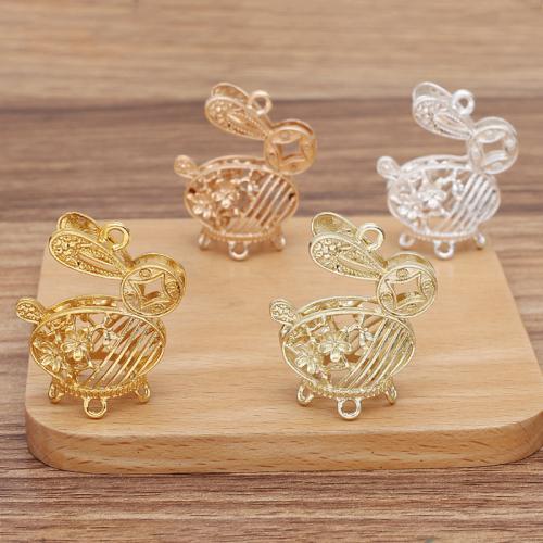 Zinc Alloy Hollow Pendants, Rabbit, plated, DIY 