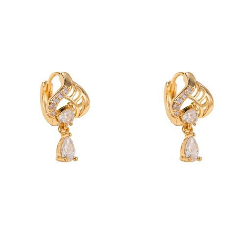 Boucle d'oreille goutte laiton strass, bijoux de mode & pour femme & avec strass, Or Vendu par paire