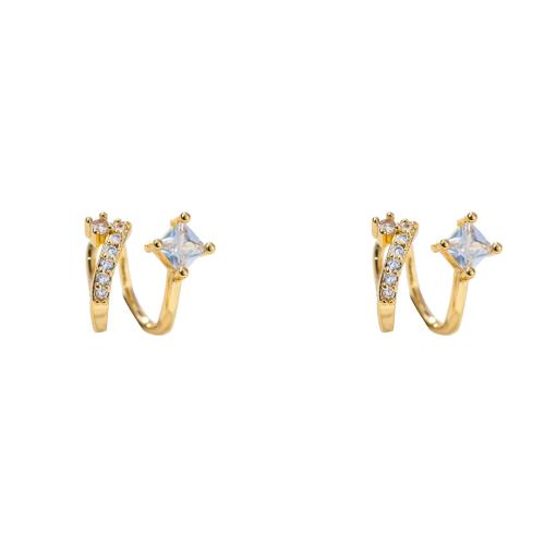 Boucle d'oreille goutte laiton strass, bijoux de mode & pour femme & avec strass, Or Vendu par paire