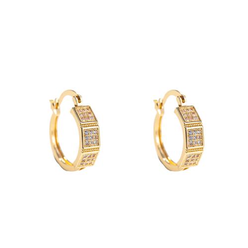 Cubic Zirconia Micro Pave Brass Earring, fashion jewelry & Unisex & micro pave cubic zirconia, gold 