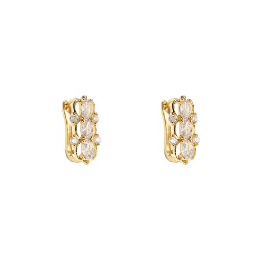 Boucle d'oreille goutte laiton strass, bijoux de mode & pour femme & avec strass, Or Vendu par paire