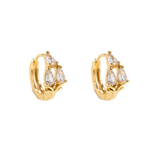 Rhinestone Brass Drop Earring, fashion jewelry & for woman & with rhinestone, gold [