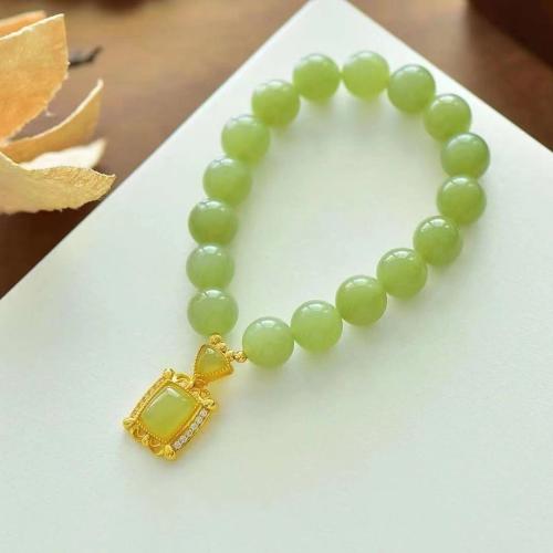 Hetian Jade Pulsera, con aleación de zinc, diferentes estilos para la opción & para mujer, longitud:aproximado 6-8 Inch, Vendido por UD