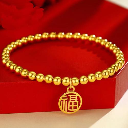 Zinc Alloy Bracelet, gold color plated, ball chain & for woman Approx 6-7 Inch [