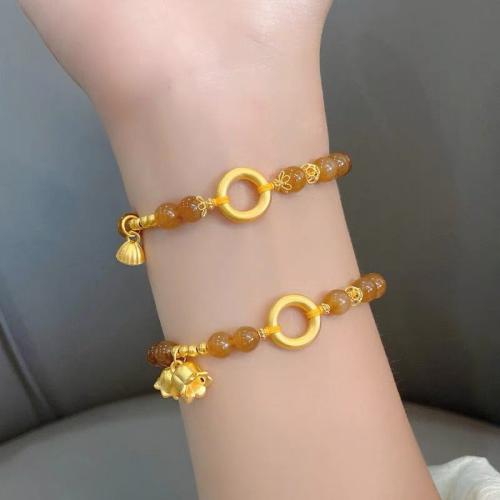 metal Pulsera, con Hetian Jade, chapado en color dorado, diferentes estilos para la opción & para mujer, longitud:aproximado 6-7 Inch, Vendido por UD