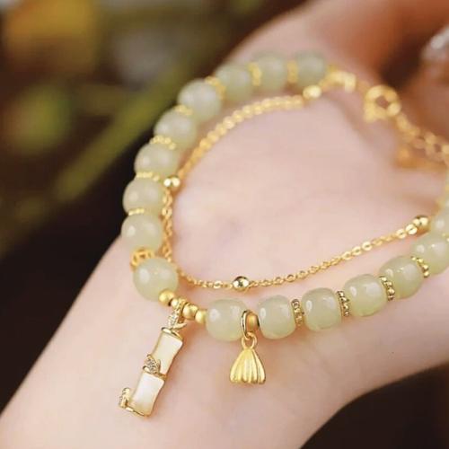 Hetian Jade bracelet, avec alliage de zinc, styles différents pour le choix & pour femme Environ 6-8 pouce, Vendu par PC[