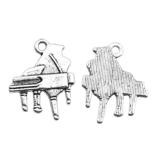 Colgantes de la aleación de Zinc en forma de instrumentos  musicales, Piano, chapado en color de plata antigua, Vintage & Joyería & Bricolaje, 21x16mm, Vendido por UD[