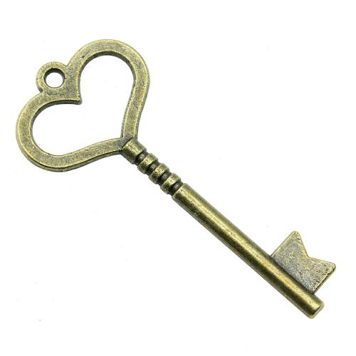 Zinc Alloy Key Pendants, plated, vintage & fashion jewelry & DIY 46mm [