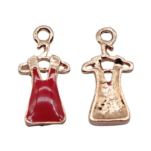 Zinc Alloy Enamel Pendants, Skirt, antique gold color plated, vintage & fashion jewelry & DIY, red [