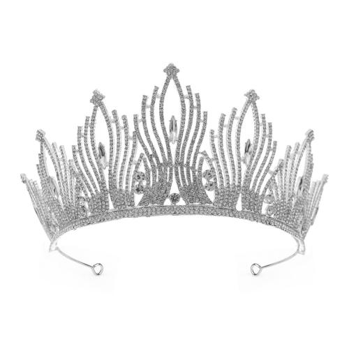 Bridal Tiaras, Zinc Alloy, fashion jewelry & for woman & with rhinestone, silver color 