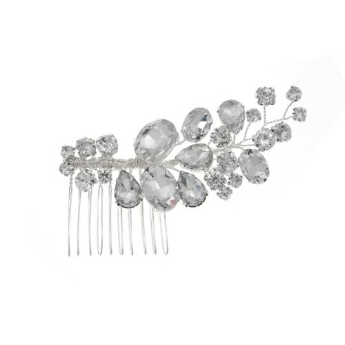 Decorative Hair Combs, Zinc Alloy, fashion jewelry & for woman & with rhinestone, silver color 