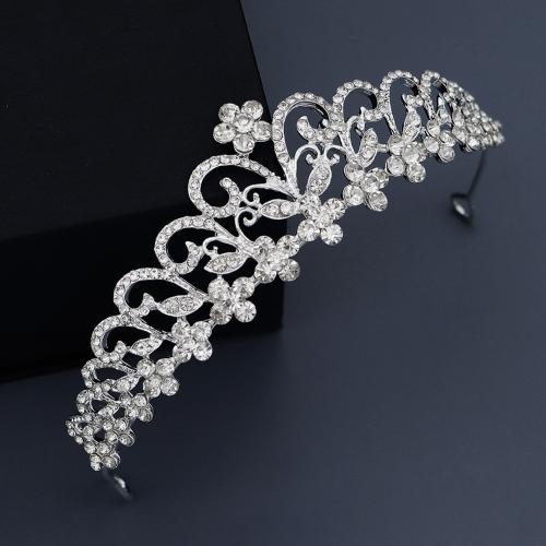 Couronne impériale de mariée, alliage de zinc, bijoux de mode & pour femme & avec strass, argent, Vendu par PC[