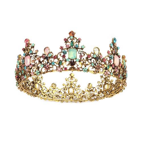 Couronne impériale de mariée, alliage de zinc, bijoux de mode & pour femme & avec strass, plus de couleurs à choisir, Vendu par PC[