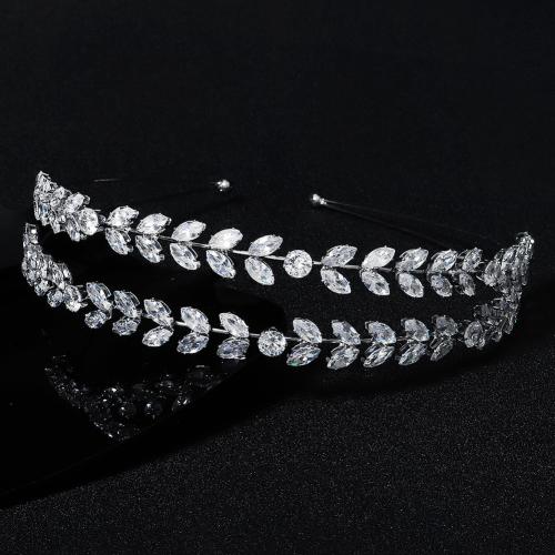 Hair Bands, Zinc Alloy, with Cubic Zirconia, fashion jewelry & for woman, silver color 