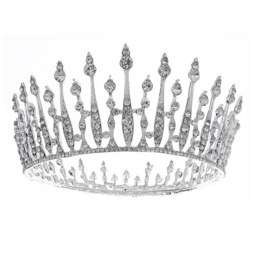 Couronne impériale de mariée, alliage de zinc, bijoux de mode & pour femme & avec strass, argent, Vendu par PC[