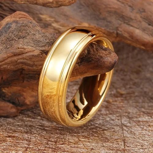 Edelstahl Fingerring, 304 Edelstahl, Modeschmuck & unisex & verschiedene Größen vorhanden & verschiedene Stile für Wahl, goldfarben, verkauft von PC