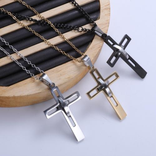 Stainless Steel Jewelry Necklace, 304 Stainless Steel, Cross, hand polished, fashion jewelry & Unisex Approx 45 cm [