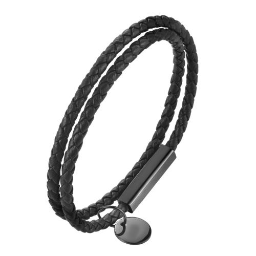 PU Leather Cord Bracelets, with 304 Stainless Steel, Vacuum Ion Plating, vintage & for man cm 