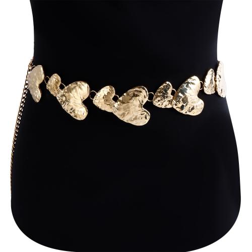 Decorative Chain Belt, Zinc Alloy, Heart, gold color plated, for woman [