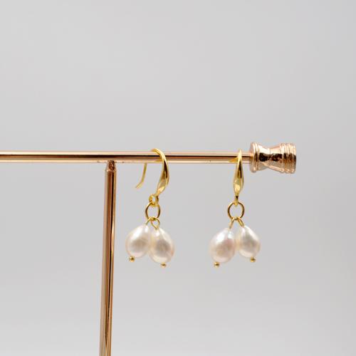 Boucles d'oreilles d'eau douce de Perle , laiton, avec perle d'eau douce cultivée, Placage, bijoux de mode, doré, 30mm, Vendu par paire