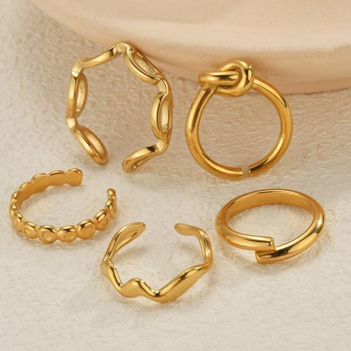 Edelstahl Fingerring, 304 Edelstahl, plattiert, Modeschmuck & verschiedene Muster für Wahl, goldfarben, verkauft von PC