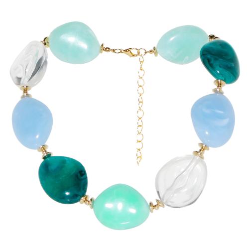 Collier acrylique, plastique, avec 2.76 Inch chaînes de rallonge, bijoux de mode & pour femme, vert .93 pouce, Vendu par PC