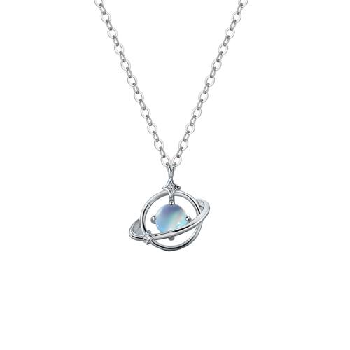 Micro cúbicos Circonia allanar Sterling sistemas de la joyería de plata, plata de ley 925, con Piedra lunar, diferentes estilos para la opción & micro arcilla de zirconia cúbica & para mujer, color de platina, Vendido por UD[