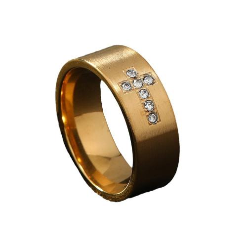 Bague en acier inoxydable Incrusté de zircon, Acier inoxydable 304, Placage, normes différentes pour le choix & pavé de micro zircon & pour femme, plus de couleurs à choisir, Vendu par PC