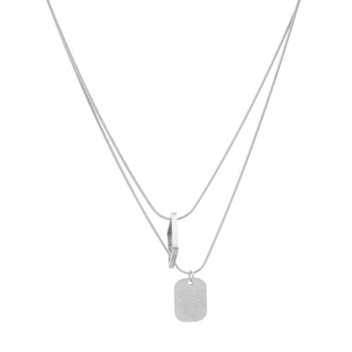 Collier de bijoux en acier inoxydable, Acier inoxydable 304, avec 5cm chaînes de rallonge, Double couche & bijoux de mode & unisexe, couleur originale Environ 45 cm, Vendu par PC[