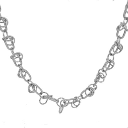 Collier en alliage de zinc, avec 5cm chaînes de rallonge, poli, bijoux de mode & unisexe, argent Environ 55 cm, Vendu par PC[